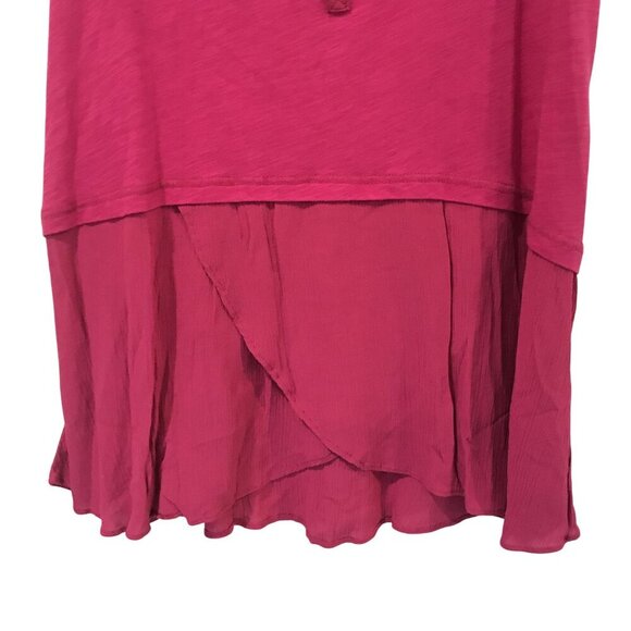 Anthropologie Little Yellow Button Pink Henley Keyhole Tiered Tank Top Size S Bo - Picture 6 of 8